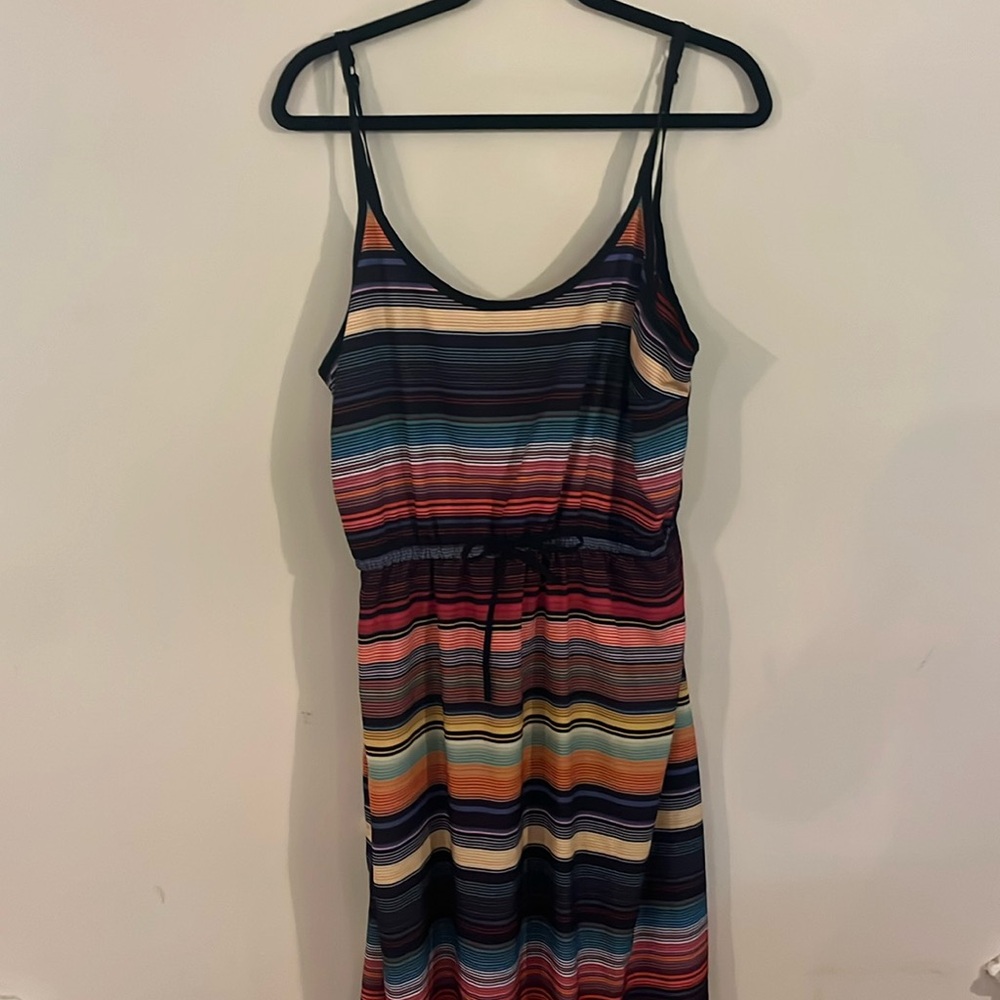 Athleta Havana Multi-Color Rainbow Striped Midi Dress - L